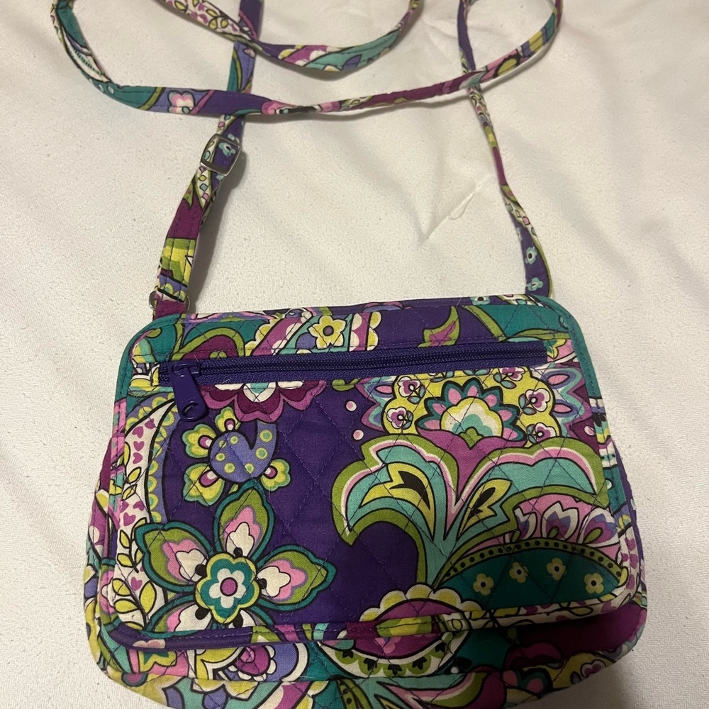 Vera Bradley Purple and Green Paisley Crossbody Bag